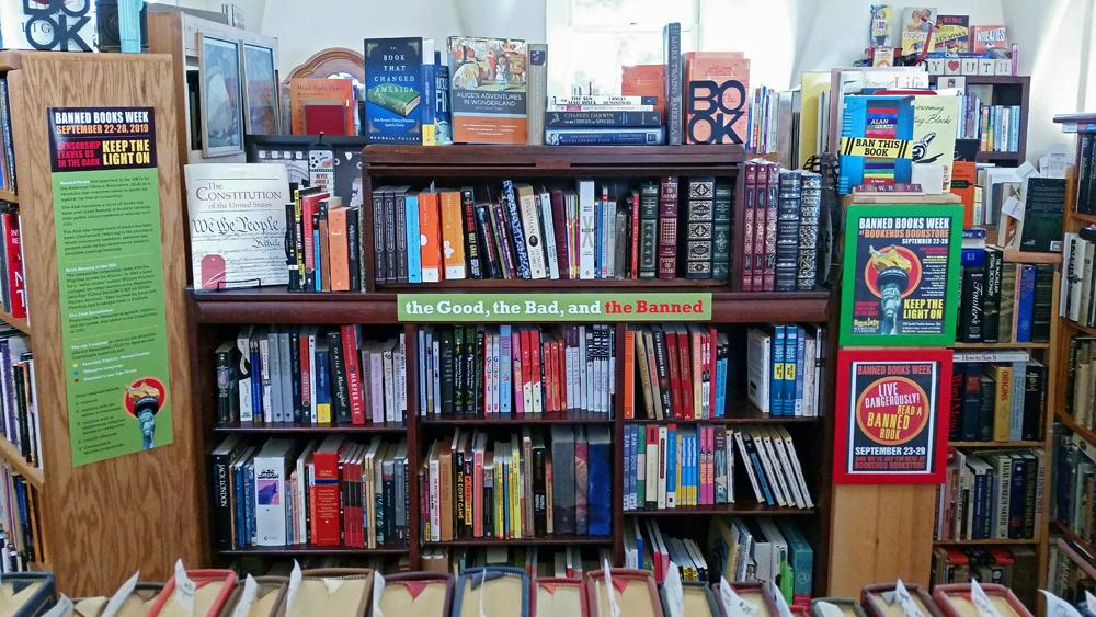 banned books shelf